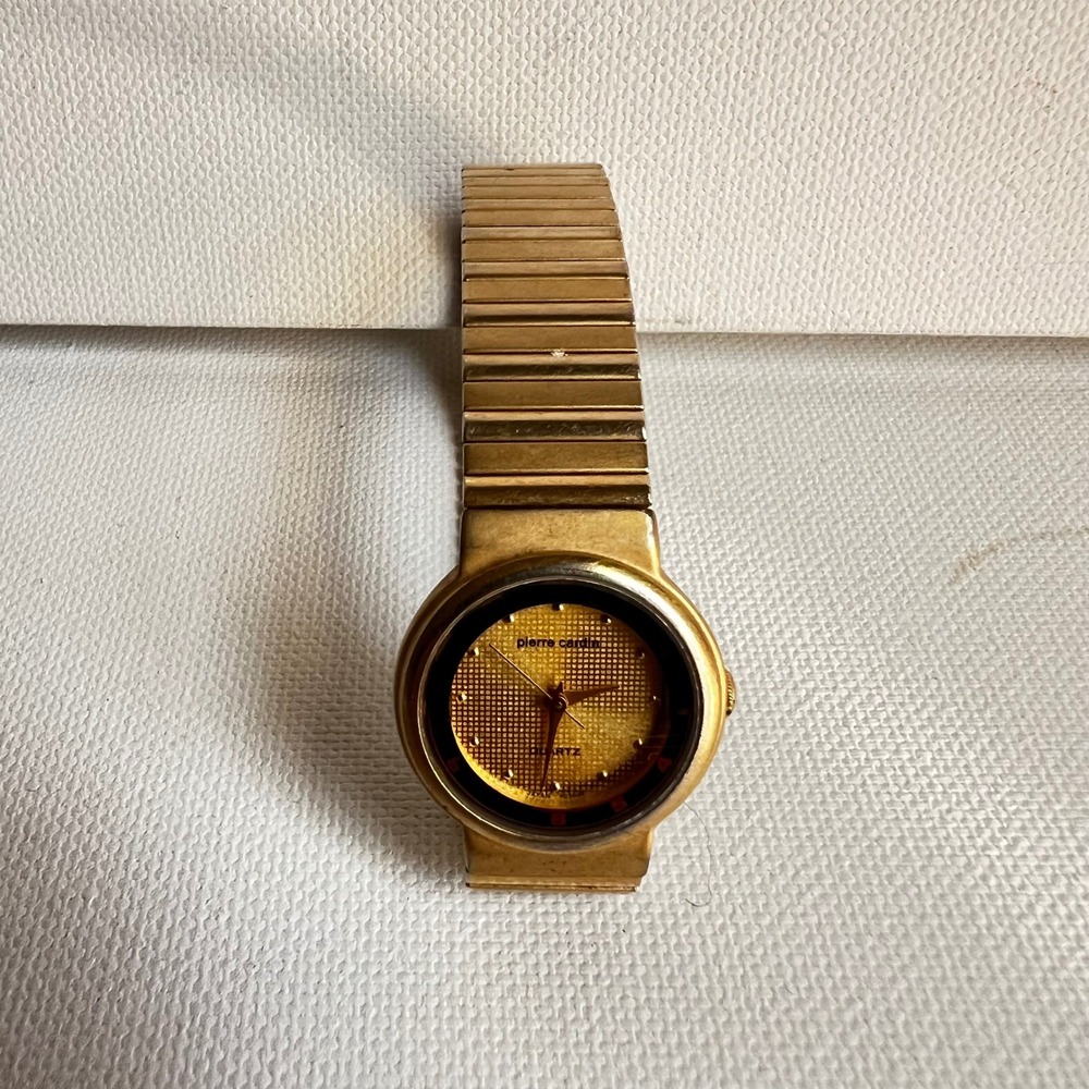 Pierre Cardin Quartz Watch Gold Tone Expansion Band 001-5Y30 Vintage Mens Womens
